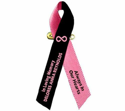 Loss of A Female Loved One Awareness Ribbons (Black/Pink) - Pack of 10