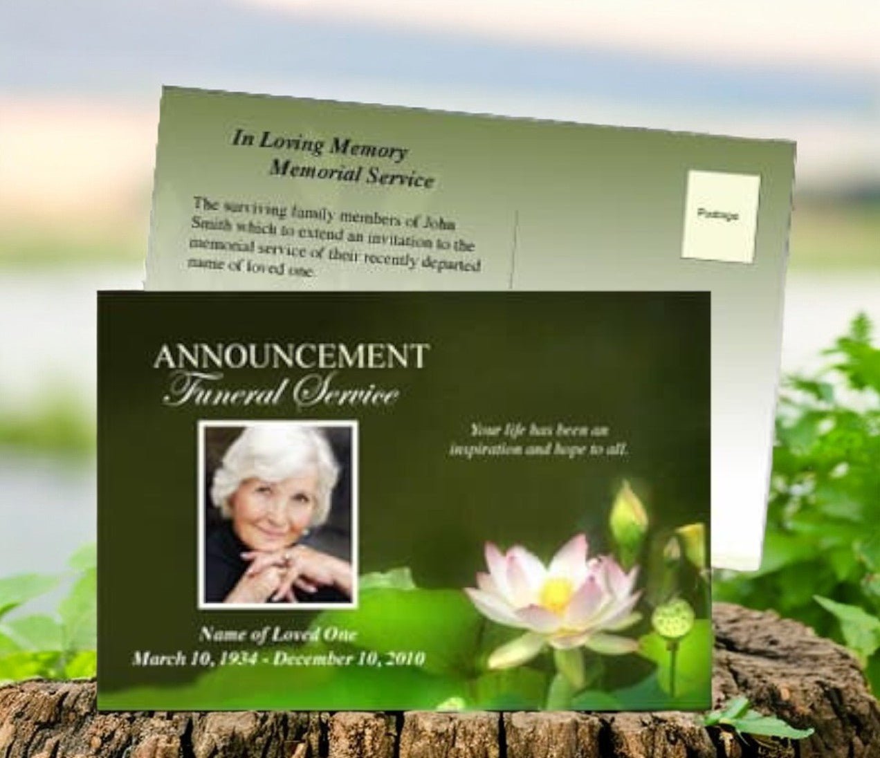 Lotus Funeral Announcement Template - The Funeral Program Site