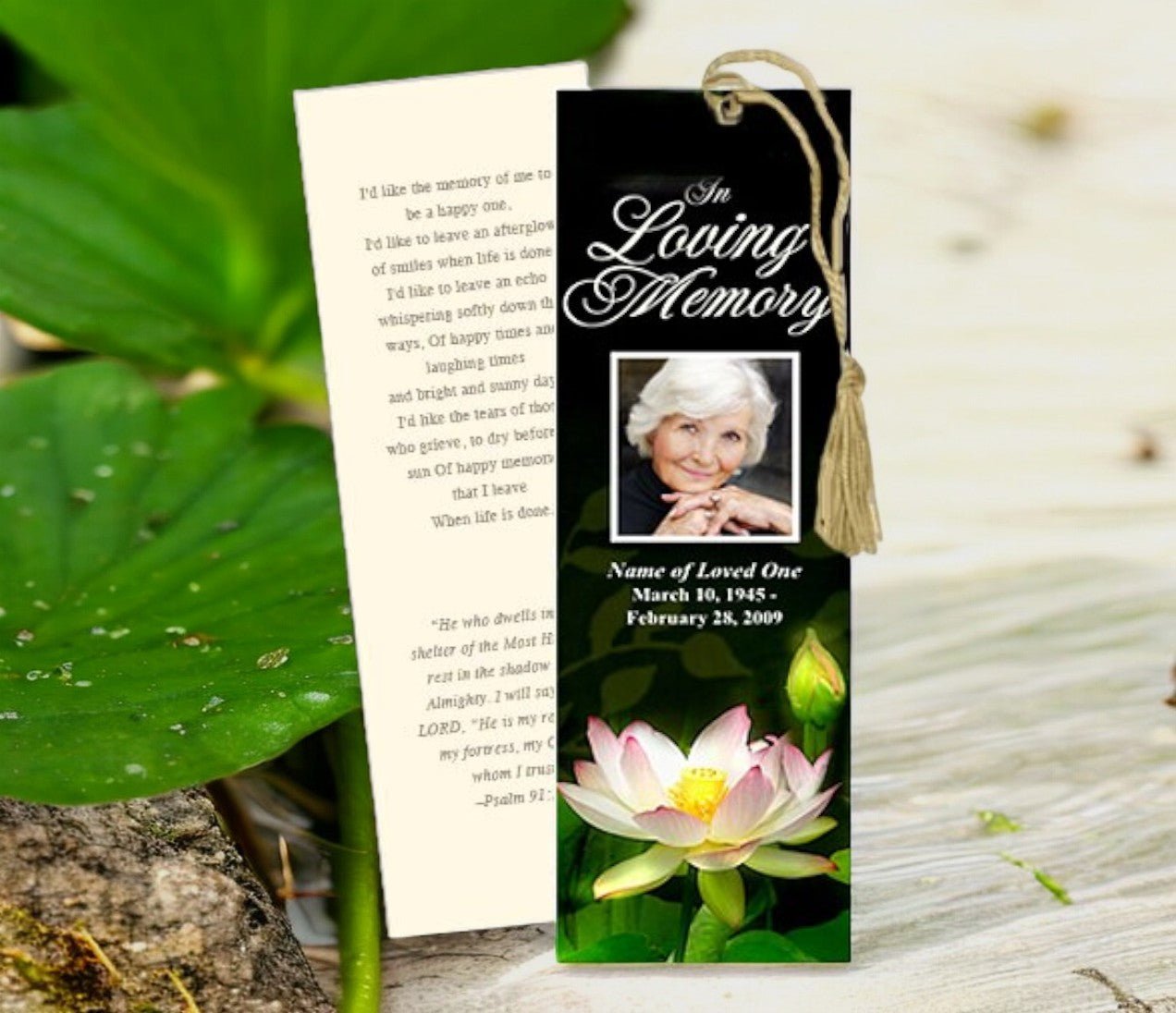 Lotus Memorial Bookmark Template - The Funeral Program Site