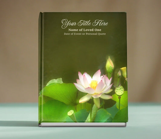 Lotus Perfect Bind Funeral Guest Book 8x10 - The Funeral Program Site