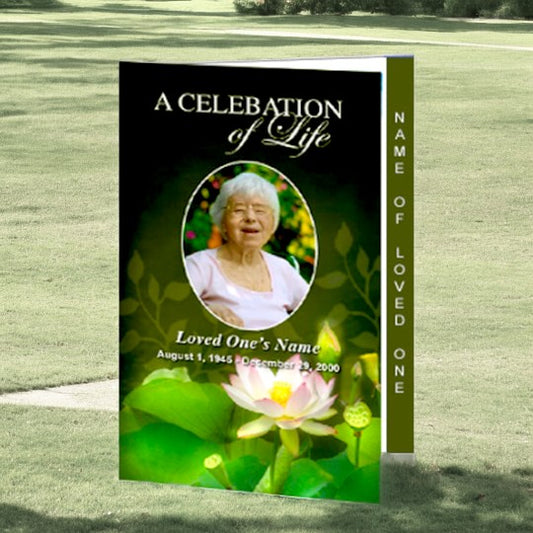 Lotus 4-Sided Graduated Funeral Program Template