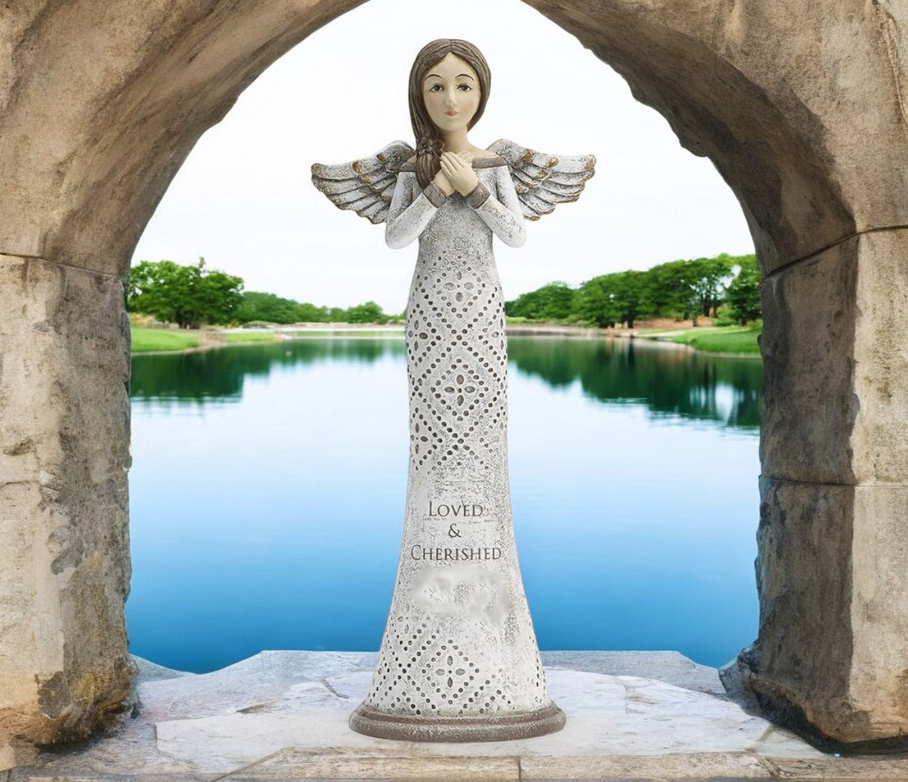 Loved & Cherished In Loving Memory Angel Figurine