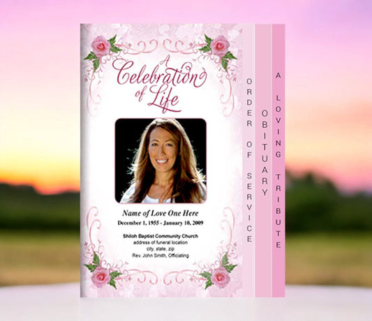 Lovely 8 - Sided Graduated Program Template - The Funeral Program Site