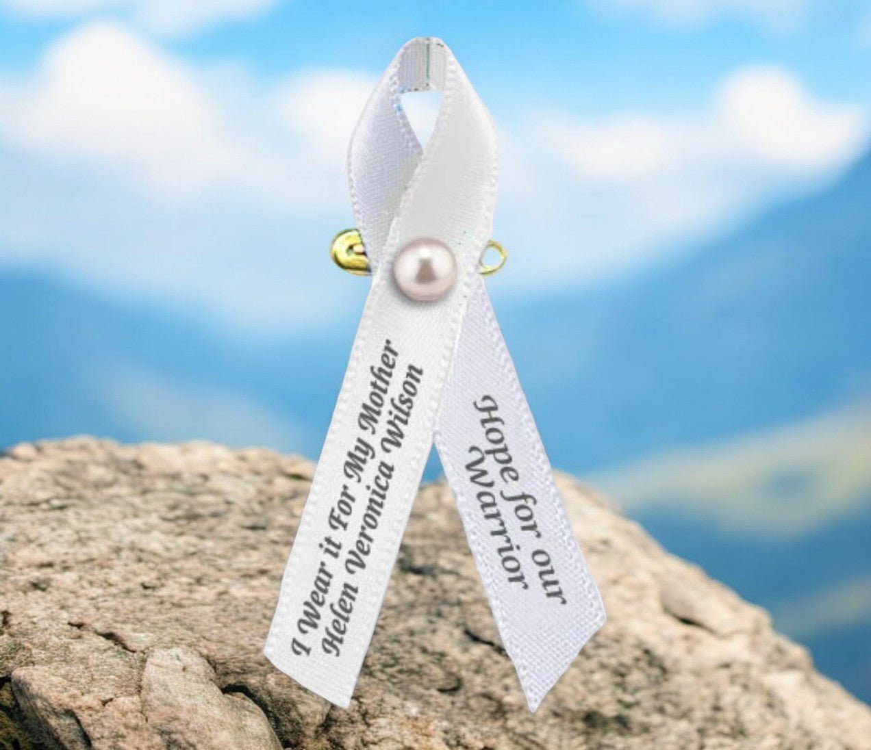 Lung Cancer Ribbon (Pearl White) - Pack of 10 - The Funeral Program Site