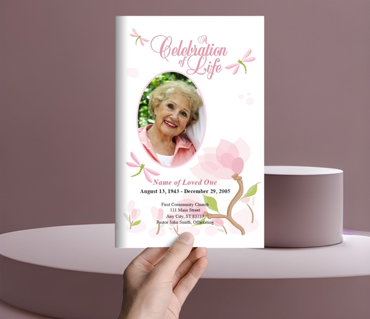 Magnolia Funeral Program Template - The Funeral Program Site