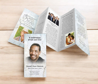 Marble Stone Accordion Fold Funeral Program Design & Print (Pack of 50) - The Funeral Program Site