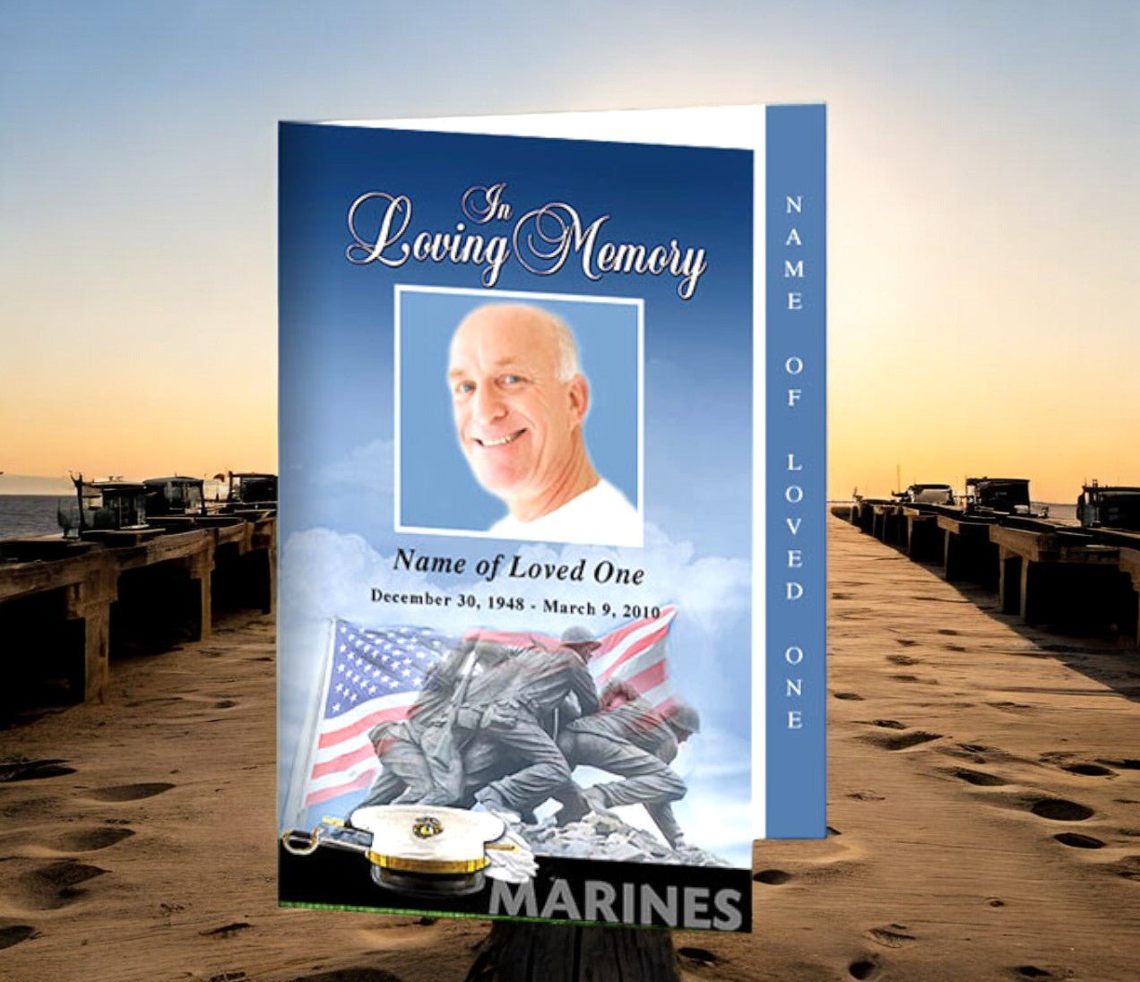 Marines 4 - Sided Graduated Funeral Program Template - The Funeral Program Site