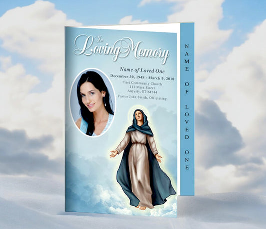 Mary 4-Sided Graduated Funeral Program Template