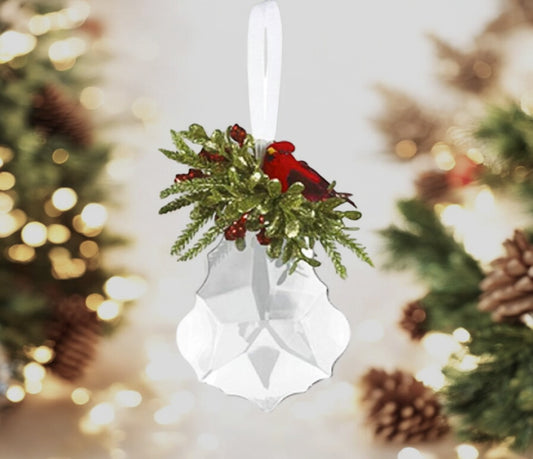 Mistletoe Cardinal Acrylic Sparkling Ornament