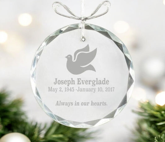 Circular Bevel Edge Crystal Christmas Ornament