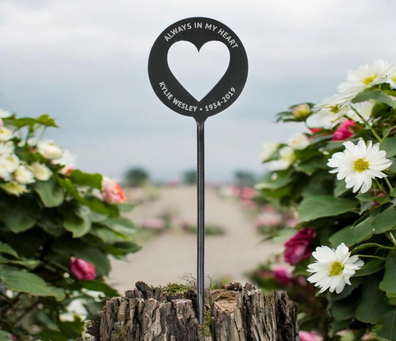 Memorial Garden Plant Stake Personalized Silhouette Open Heart - The Funeral Program Site