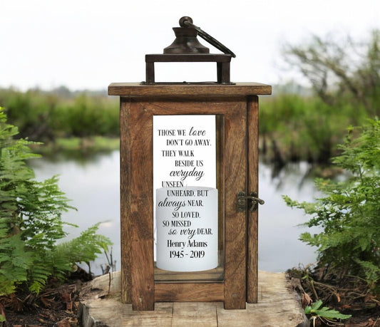 Those We Love Solid Wood Outdoor Memorial Lantern With Wax Candle