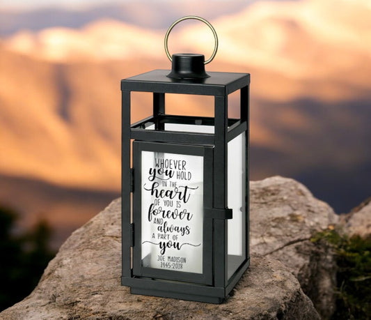 Whoever You Hold In Your Heart Black Lantern With LED Candle