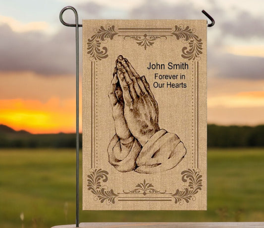 Personalized Praying Hand Garden or Cemetery Flag