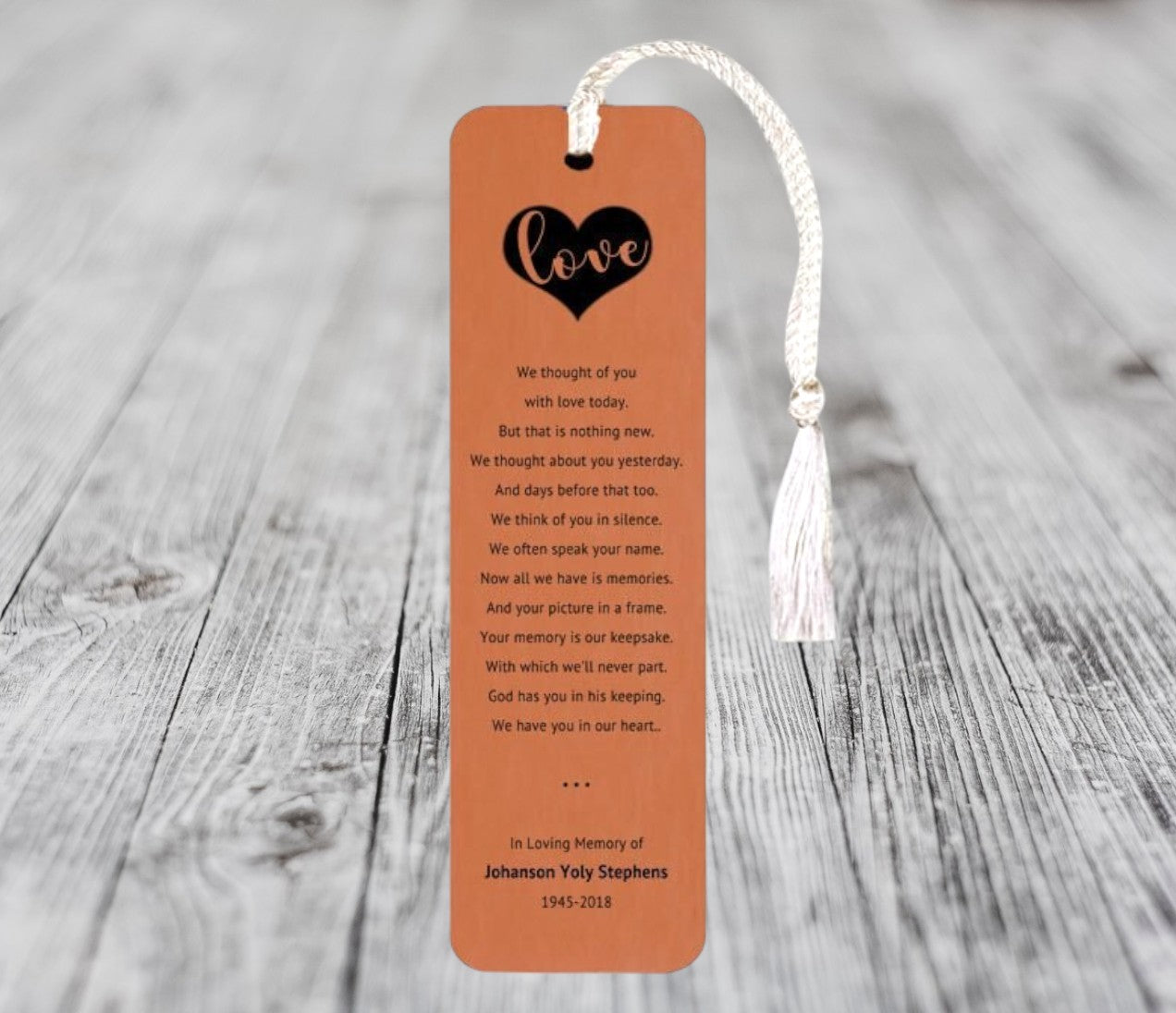 Leather Memorial Bookmark We Thought of You Poem - The Funeral Program Site