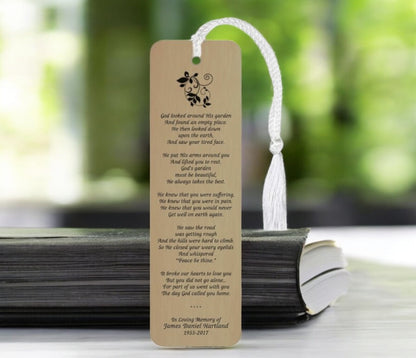 God's Garden Leatherette Memorial Scripture Bookmark - The Funeral Program Site