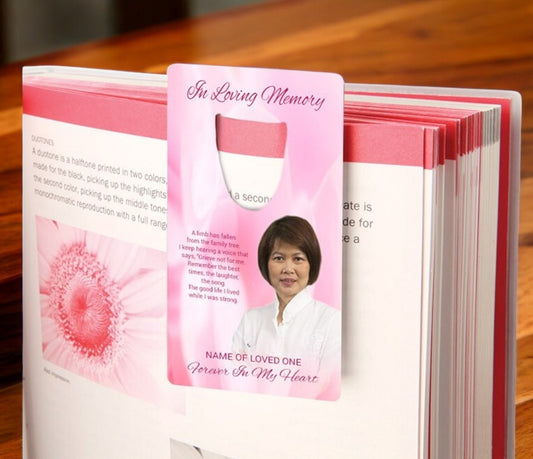 Pink Passion Aluminum Metal Memorial Bookmark With Poem