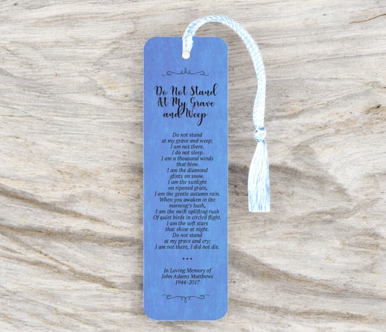 Do Not Stand At My Grave And Weep Leatherette Memorial Scripture Bookmark - The Funeral Program Site