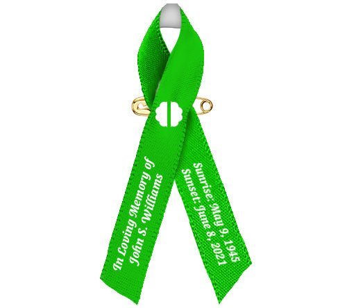 Mental Health Awareness Ribbons Personalized (Green) - Pack of 10 - The Funeral Program Site