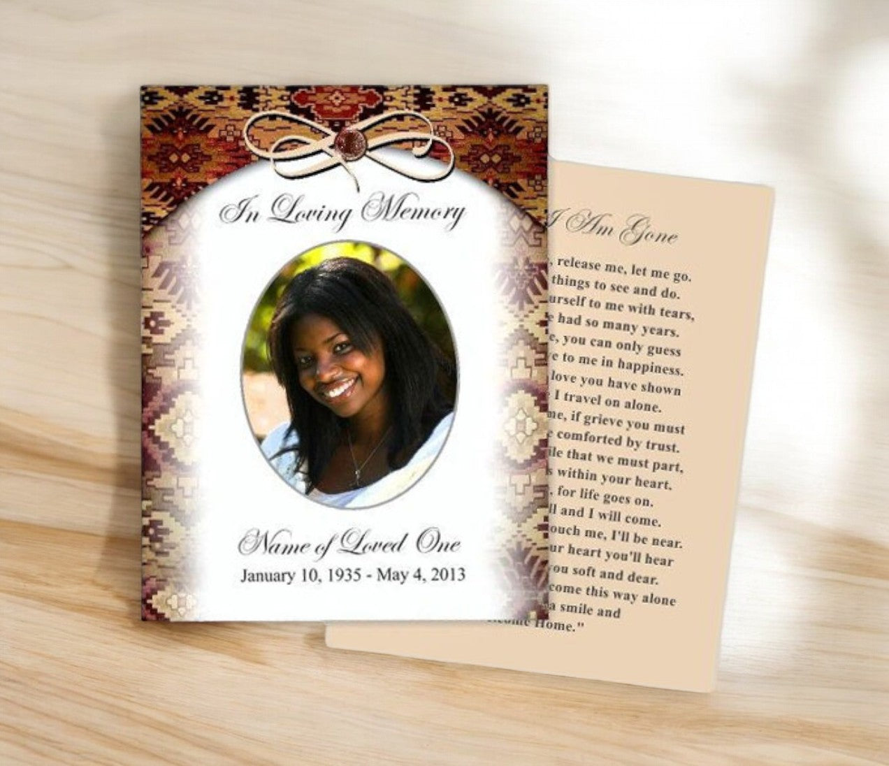 Messenger Small Memorial Card Template