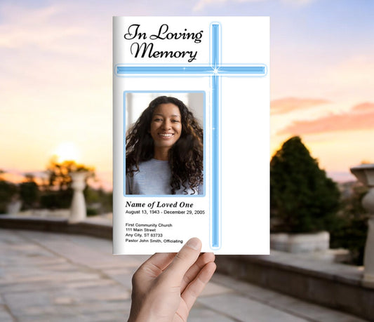 Modern Cross Funeral Program Template