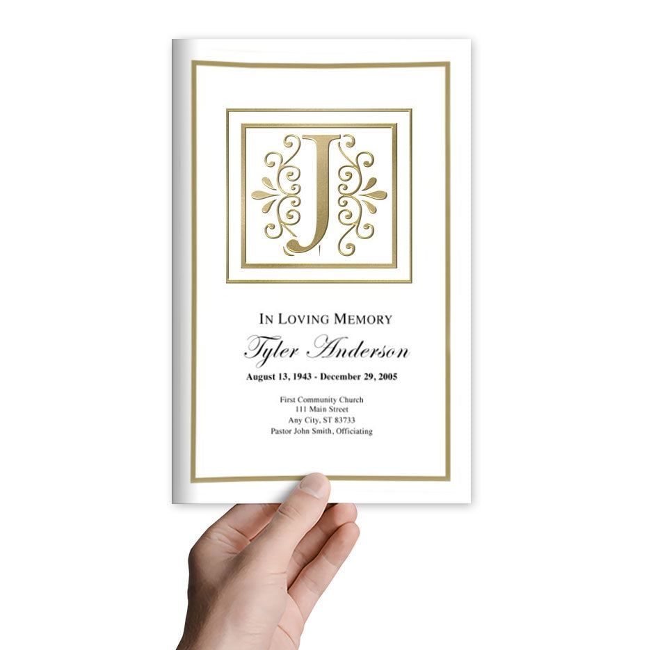 Monogram Gold Funeral Program Template