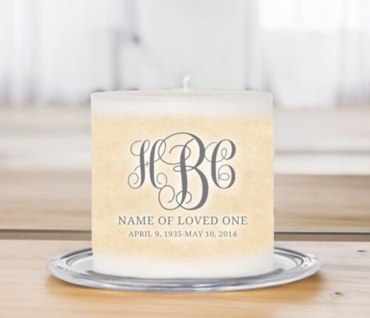 Monograms Personalized Small Wax Memorial Candle - The Funeral Program Site