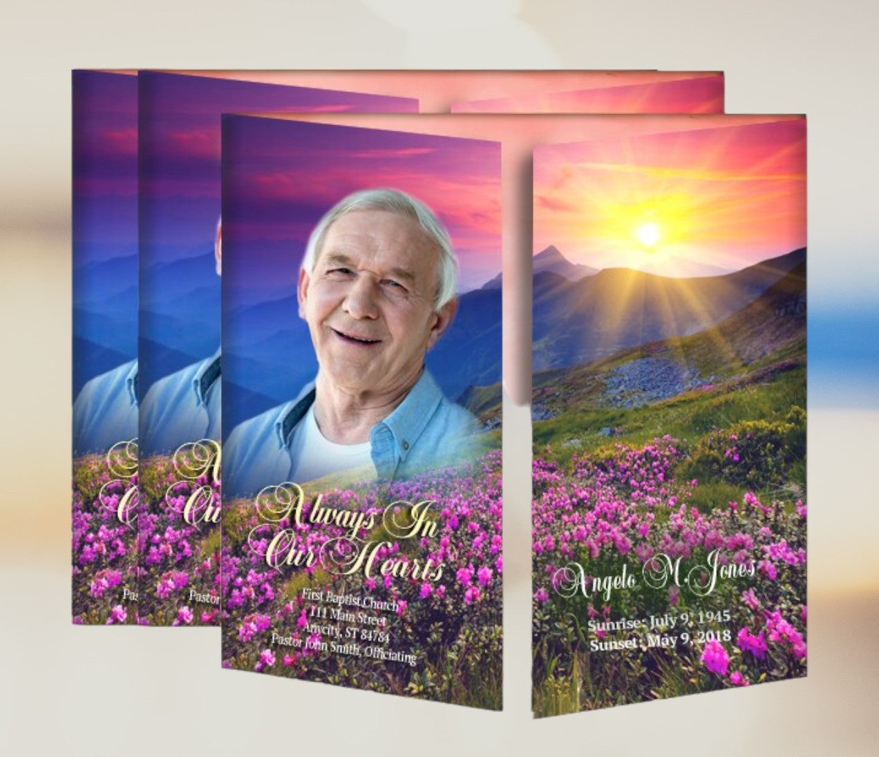 Mountain Gatefold Funeral Program Design & Print (Pack of 50) - The Funeral Program Site