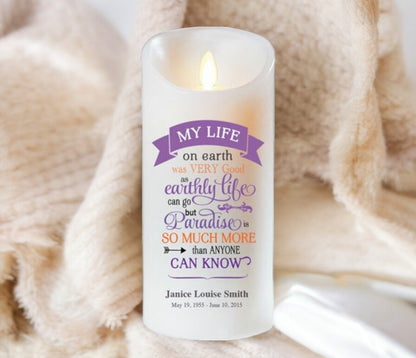 My Life On Earth Dancing Wick LED Memorial Candle