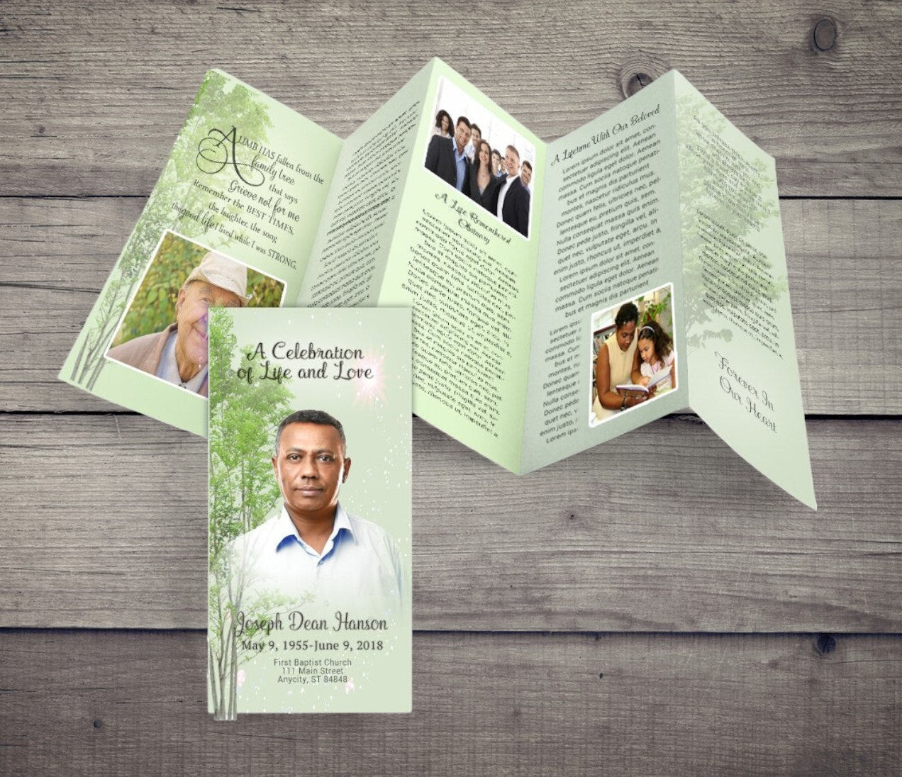 Natural Trees Accordion Fold Funeral Program Design & Print (Pack of 50) - The Funeral Program Site