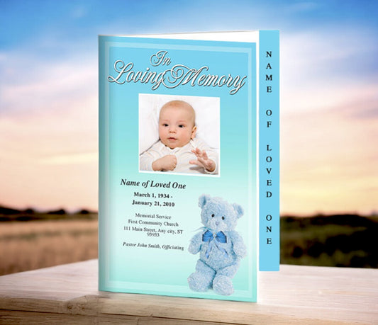 Blue Nursery 4-Sided Graduated Funeral Program Template