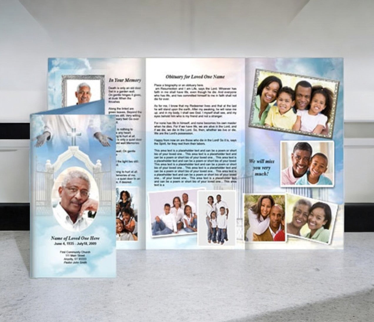 Open Arms Funeral Brochure Tri Fold Template