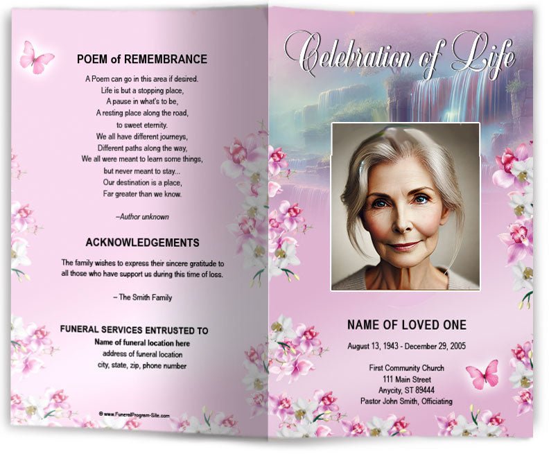 Orchid Blooms Funeral Program Template - The Funeral Program Site