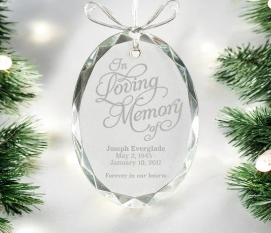 Oval Bevel Edge Crystal Christmas Ornament - The Funeral Program Site