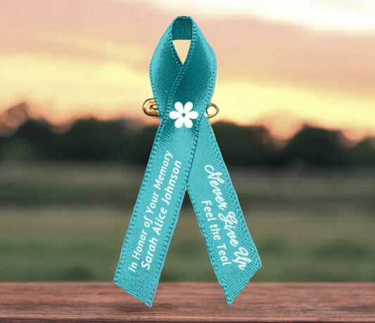 Ovarian Cancer Ribbon (Teal) - Pack of 10 - The Funeral Program Site