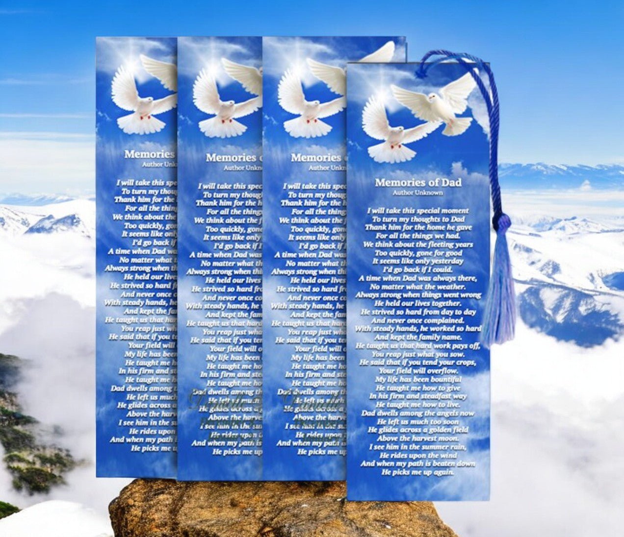 Pair of Doves Memorial Bookmark Done For you Design & Print (Pack of 50) - The Funeral Program Site