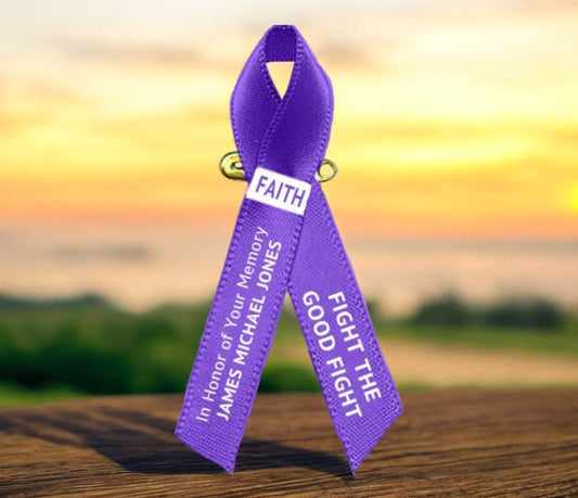 Pancreatic Cancer Ribbon (Purple) - Pack of 10 - The Funeral Program Site