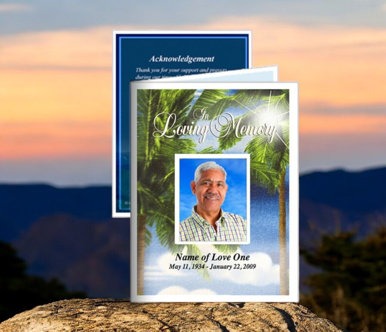 Paradise Small Memorial Card Template - The Funeral Program Site