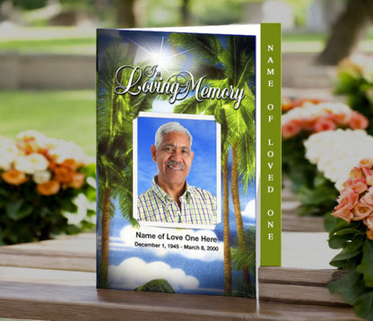 Paradise 4-Sided Graduated Funeral Program Template