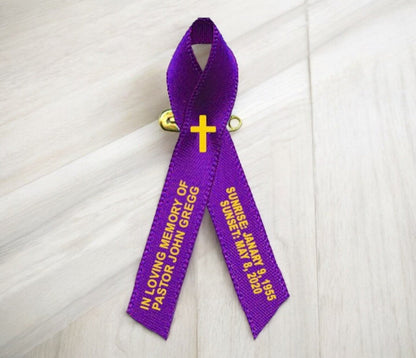 Pastor Religious Faith Based Personalized Awareness Ribbon - Pack of 10 - The Funeral Program Site