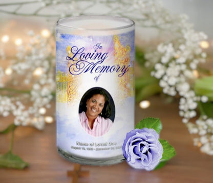 Pathway Personalized Glass Memorial Candle - The Funeral Program Site