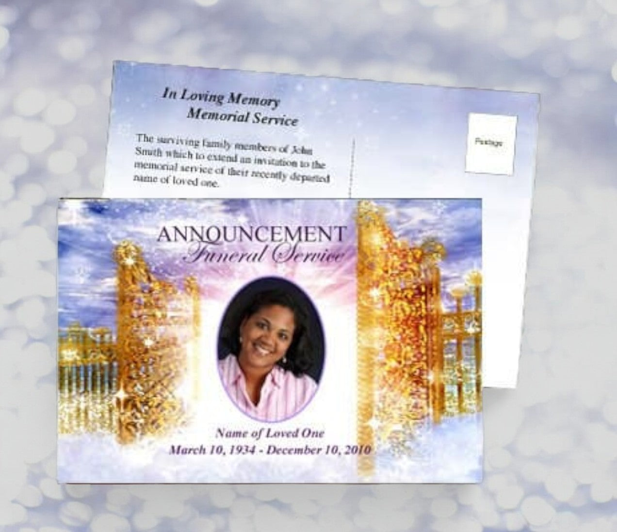 Pathway Funeral Announcement Postcard Template