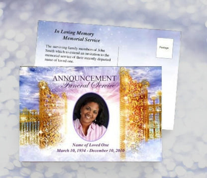 Pathway Funeral Announcement Postcard Template