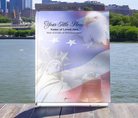 Patriot Perfect Bind Memorial Funeral Guest Book - The Funeral Program Site