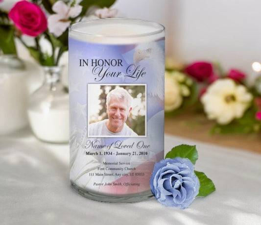 Patriot Personalized Glass Memorial Candle