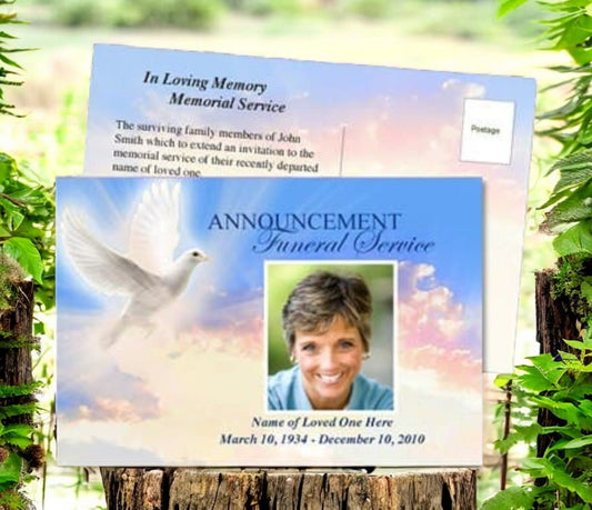 Peace Funeral Announcement Postcard Template - The Funeral Program Site