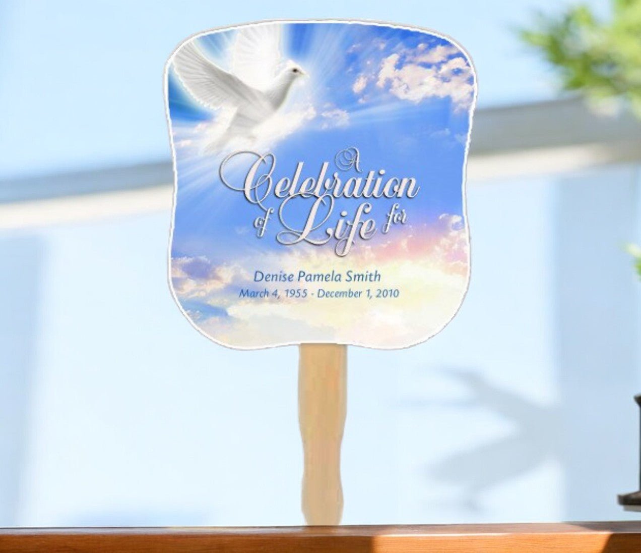 Peace Personalized Hour Glass Memorial Fan (Pack of 10) - The Funeral Program Site