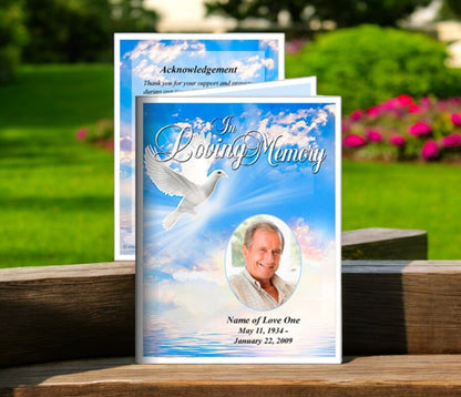 Peace Small Memorial Card Template - The Funeral Program Site