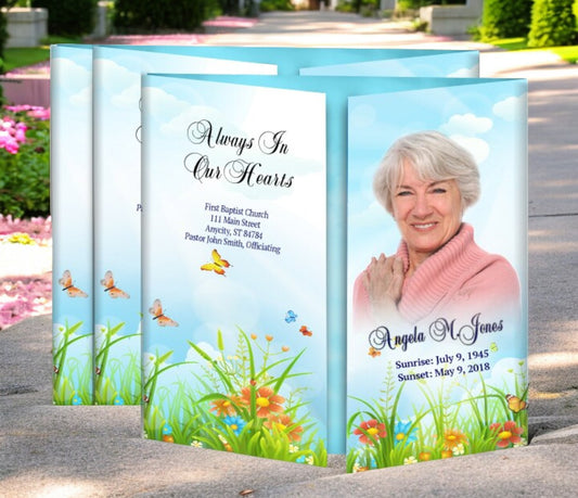 Peaceful Butterflies Gatefold Funeral Program Design & Print (Pack of 50