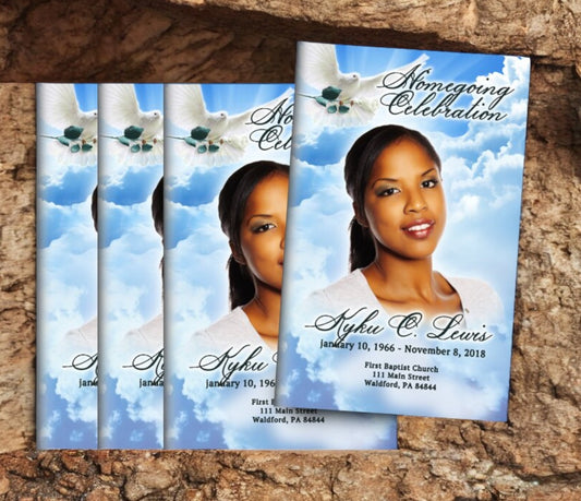 Peaceful Skies Bifold Funeral Program Design & Print (Pack of 50)